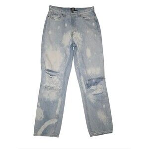 BDG Slim Straight High Waist Acid Wash Distressed Jeans
